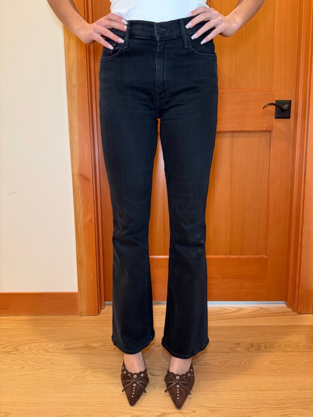 MOTHER Black High-Rise Flare Jeans